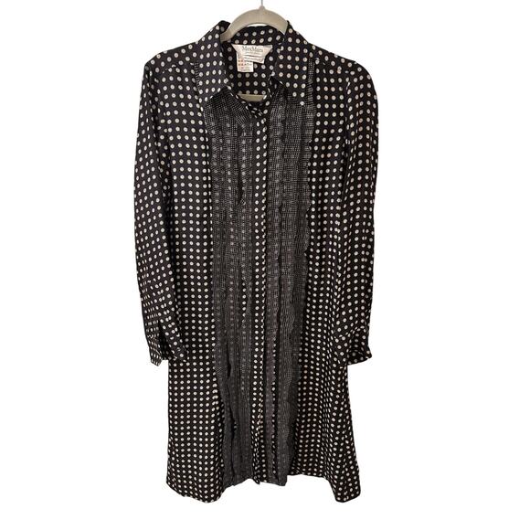 MaxMara Floral Silk Chiffon Ruffled Front Midi Shirt Dress with Sash, size 6 - Picture 1 of 16